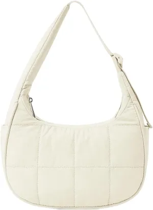 Women's Puffer Crescent Bag Nylon Shoulder Purse Adjustable Strap Hobo Handbag for Work Travel