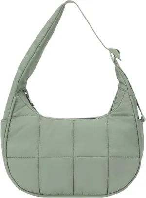Women's Puffer Crescent Bag Nylon Shoulder Purse Adjustable Strap Hobo Handbag for Work Travel