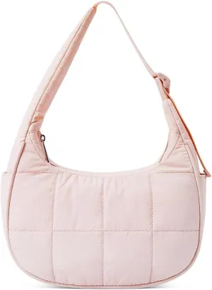 Women's Puffer Crescent Bag Nylon Shoulder Purse Adjustable Strap Hobo Handbag for Work Travel