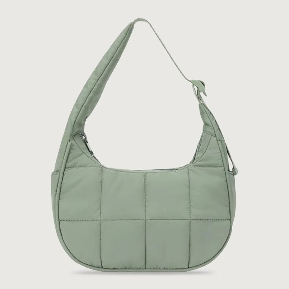 Women's Puffer Crescent Bag Nylon Shoulder Purse Adjustable Strap Hobo Handbag for Work Travel