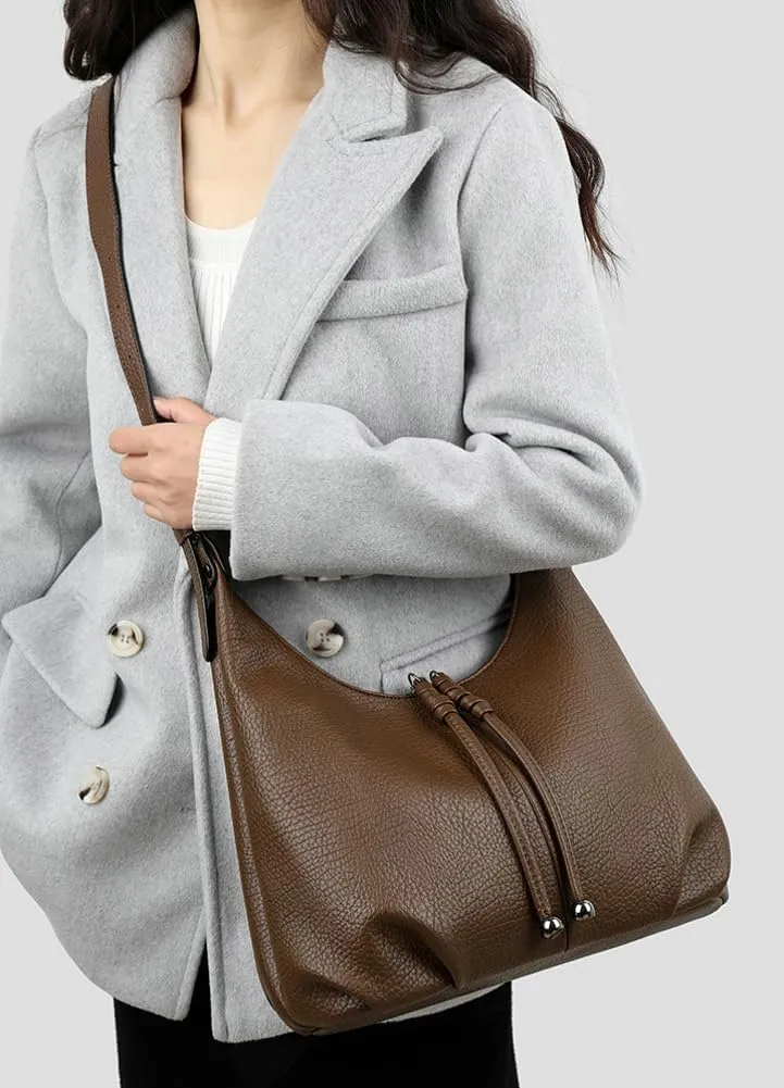 Womens Soft Vegan Leather Shoulder Crossbody Bag Large Dumpling Tote Purse Casual Retro Working Handbag Satchels