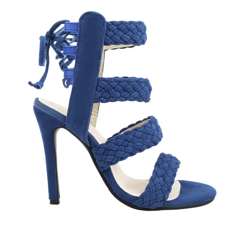 Women's Tied Ankle Strap Stiletto Heel Sandals