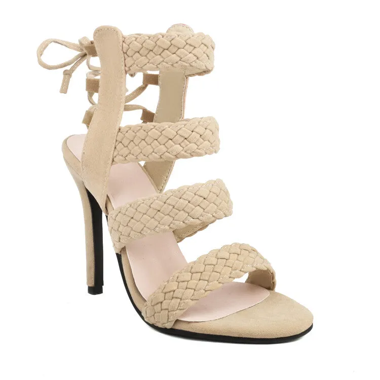 Women's Tied Ankle Strap Stiletto Heel Sandals