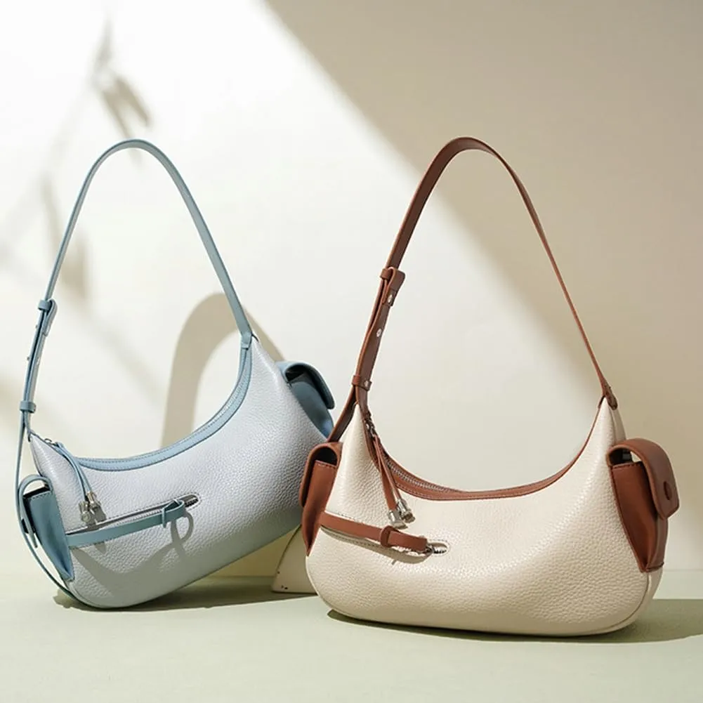 Womens Trendy Genuine Leather Shoulder Bag Small Y2k Dumpling Crossbody Tote Purse Handbags Designer Satchels 2025