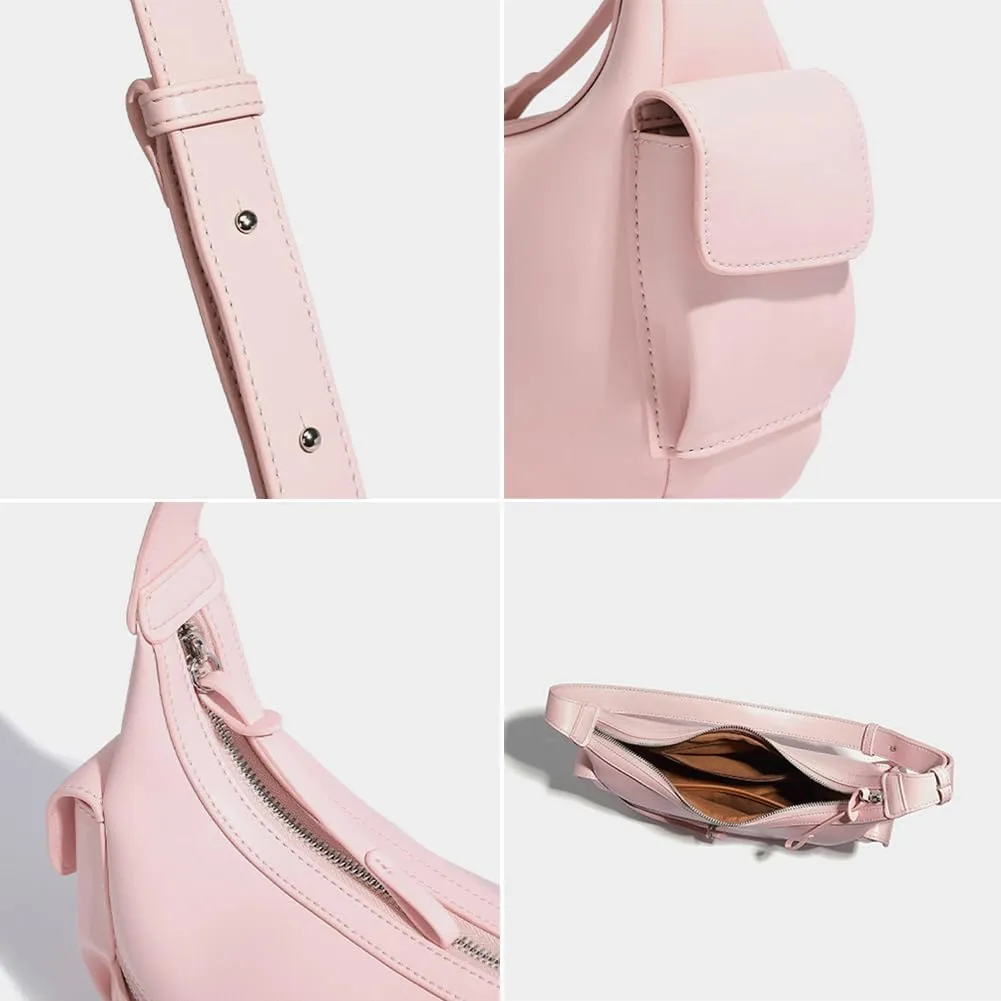 Womens Trendy Genuine Leather Shoulder Bag Small Y2k Dumpling Crossbody Tote Purse Handbags Designer Satchels 2025