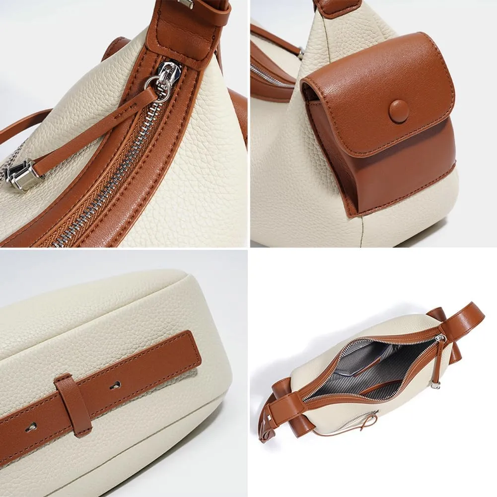 Womens Trendy Genuine Leather Shoulder Bag Small Y2k Dumpling Crossbody Tote Purse Handbags Designer Satchels 2025