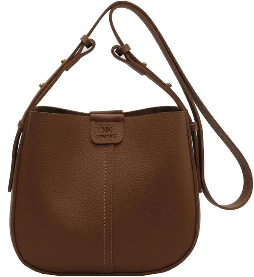 Womens Trendy Vegan Leather Bucket Bag Crossbody Shoulder Purses Small Handbags Ladies Chic Tote Satchels 2pcs