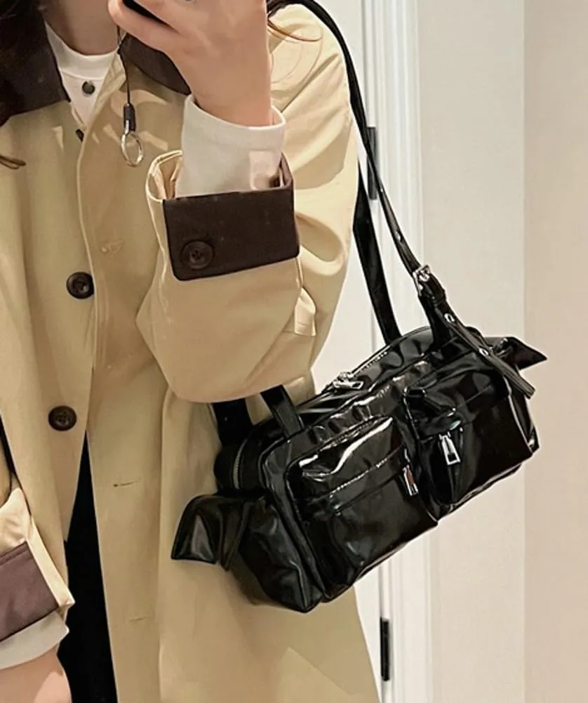 Womens Trendy Vegan Leather Shoulder Bag Large Vintage Y2k Tote Purse Handbag Multi Pocket Top Handle Satchels