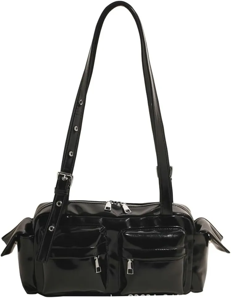 Womens Trendy Vegan Leather Shoulder Bag Large Vintage Y2k Tote Purse Handbag Multi Pocket Top Handle Satchels