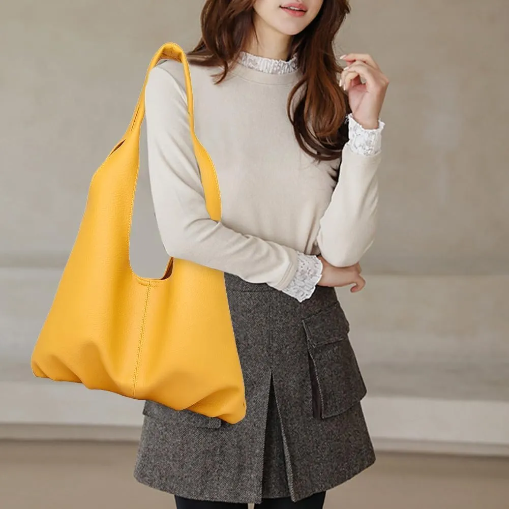 Work Tote Bag Soft Leather Purses for Women's Shoulder Handbags Come with a Zipper Pouch Hobo Bags Vegan Purse