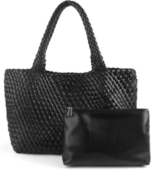 Woven Tote Bag Womens Purse Woven Bags for Women Large Summer BeachTote Bags Vegan Leather Shoulder Handbags Travel Totes