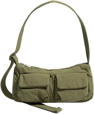 YFGBCX Nylon Shoulder Bag Crossbody Purse for Women Lightweight Hobo Bag with Flap Pockets and Adjustable Strap