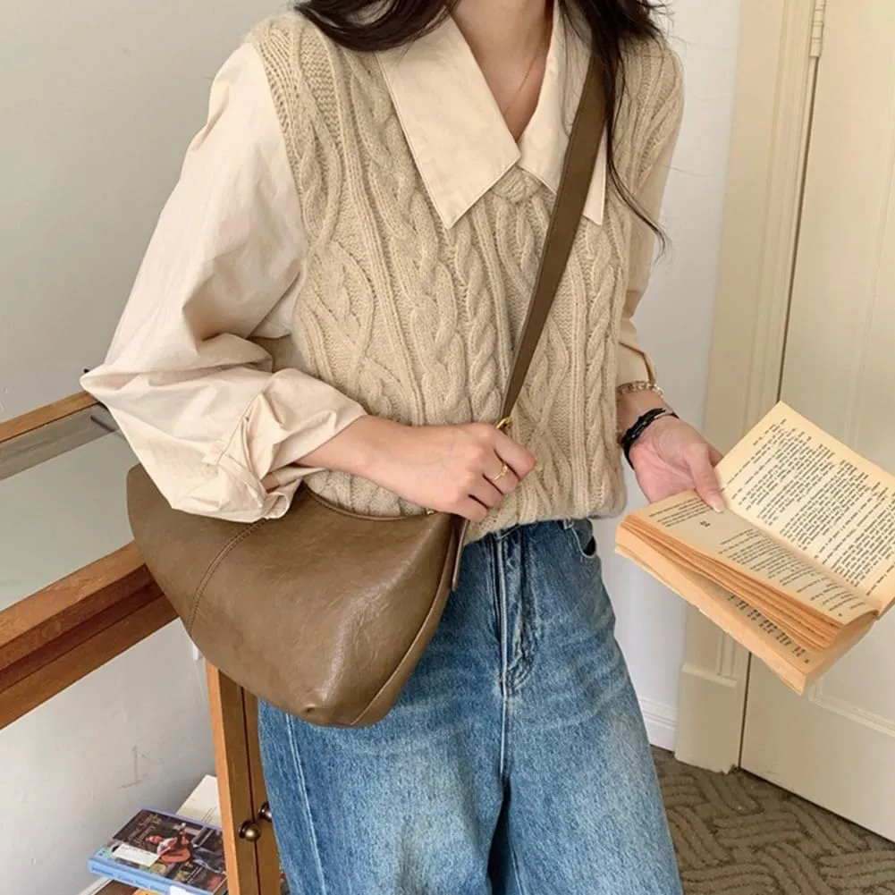 YFGBCX Shoulder Bag Crescent Purse for Women Faux Leather Crescent Hobo Bag Handbag Purse with Adjustable Strap