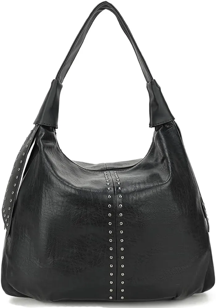 ZiMing Vintage Handbags Womens Single Shoulder Bag Tote Bag Vegan Leather Hobo Handbag Ladies Weekender Bag Rivet Totes Purse