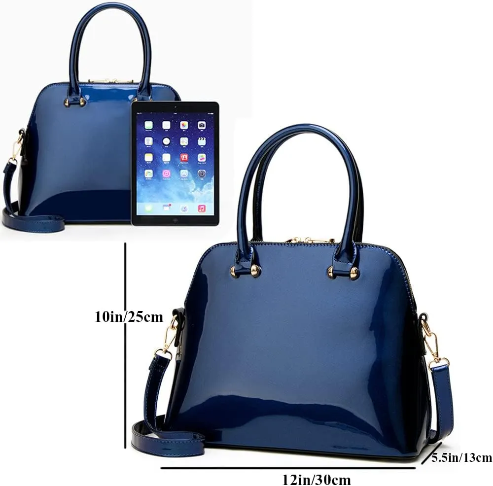 ZiMing Women Dome Satchel Bag Patent Leather Handbag Purse Top Handle Bag Ladies Shoulder Crossbody Bags Totes