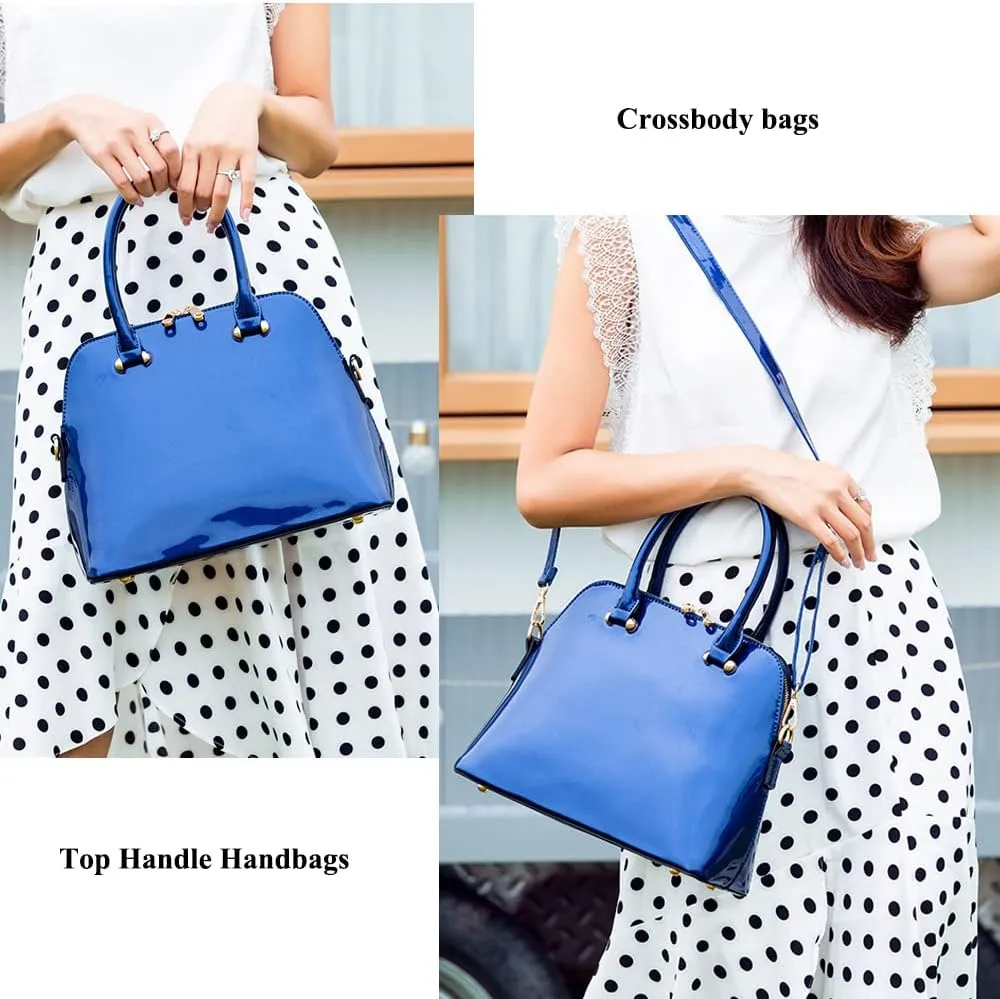 ZiMing Women Dome Satchel Bag Patent Leather Handbag Purse Top Handle Bag Ladies Shoulder Crossbody Bags Totes