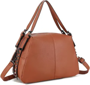 ZiMing Womens Handbags Tote Bag Vegan Leather Satchel Handbag Ladies Shoulder Bag Crossbody Bag Vintage Rivet Totes Purse