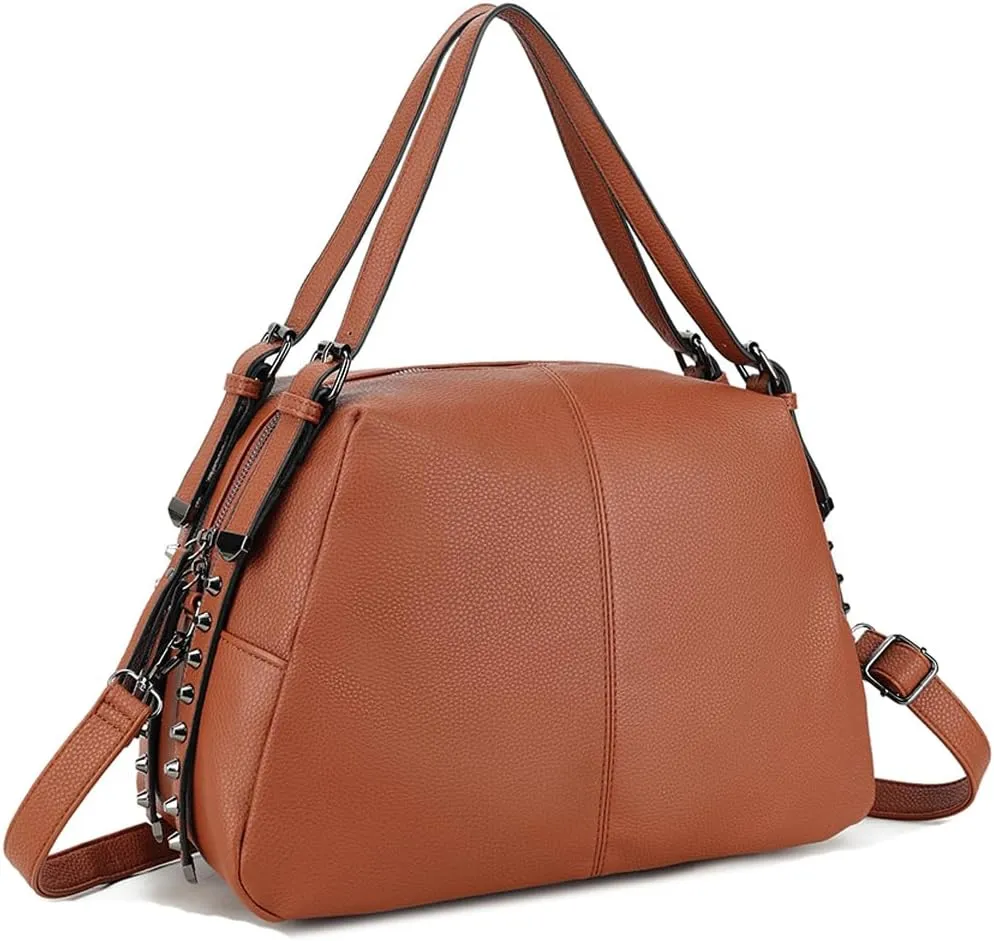 ZiMing Womens Handbags Tote Bag Vegan Leather Satchel Handbag Ladies Shoulder Bag Crossbody Bag Vintage Rivet Totes Purse